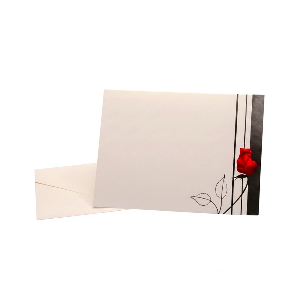 Black-tie wedding white w/red rose foil artco elegant fine paper announcements